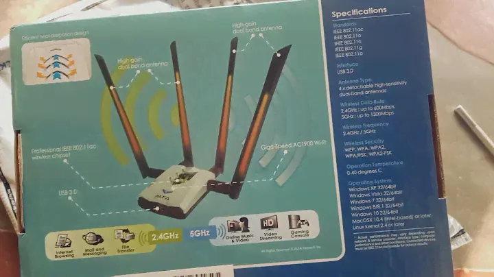 Alfa AC1900 Wifi adapter - 1900 Mbps 802. 11ac Long-Range Dual Band USB 3. 0 Wi-Fi Network Adapter