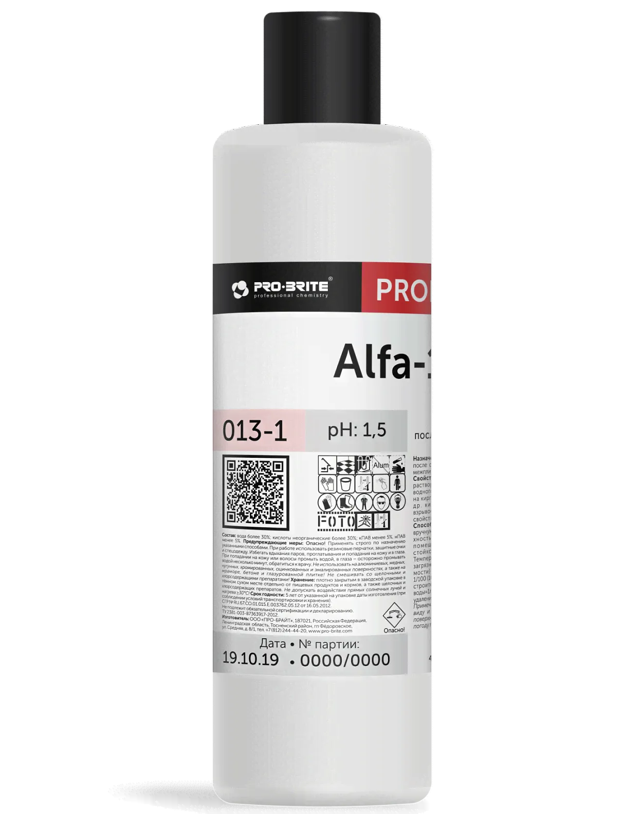 Средство для уборки после строительства и ремонта Alfa-19 Pro-brite, 1 л-0