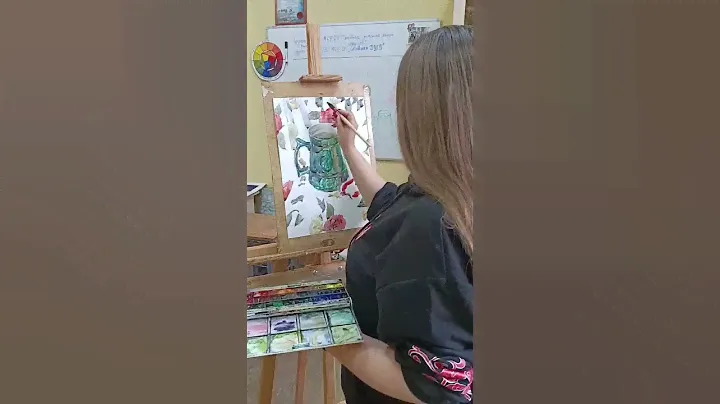 Watercolor still life with a large green mug. #watercolorpaintings #ScorpymaryArt #mypainting #art
