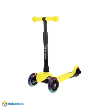 Самокат детский трехколесный АЛЬФА светящиеся колеса (Buggy Boom Alfa Model) с регулируемой складной ручкой (желтый флюр 91)