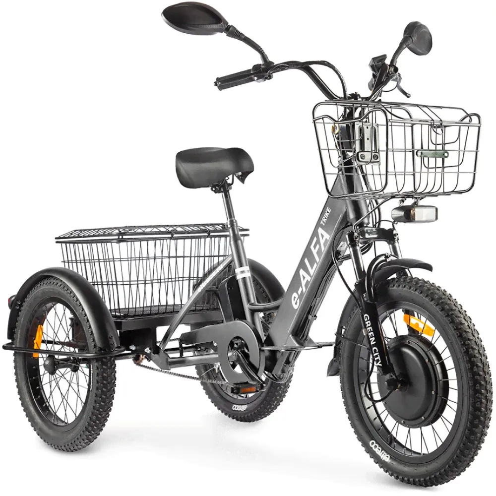 Электровелосипед электротрицикл Eltreco Green City e-ALFA Trike Серебристый-0