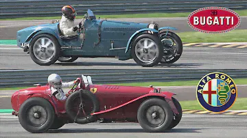 LEGENDARY Pre-War Racecars on Track! - Alfa Romeo 8C 2300 Monza VS Bugatti Type 51!