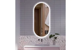 Зеркало для ванной Alfa Mirrors с холодной подсветкой 6500К овальное 40х90см, арт. AN-49h