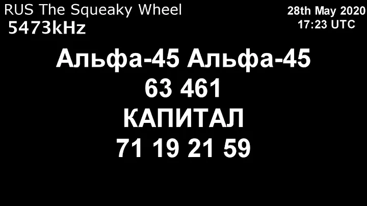 |Скрипучее колесо| 5473kHz Альфа-45 Сообщение (28 мая 2020 года, 17:23 UTC)