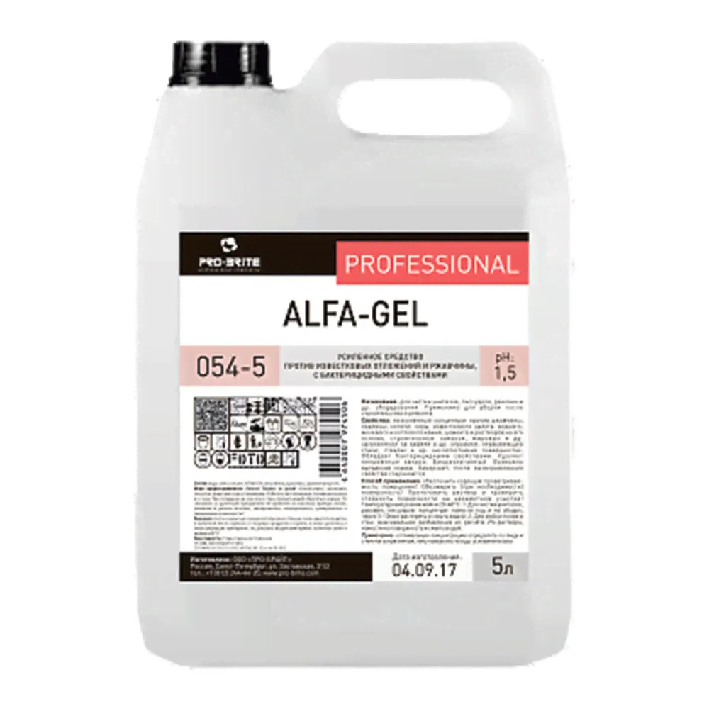 Средство моющее универсальное 5 л, PRO-BRITE ALFA-50, кислотное, пенное, концентрат, 284-5-0