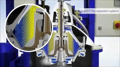 Purification animation of an Alfa Laval self-cleaning centrifuge (total discharge)