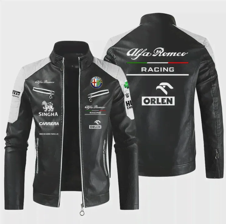 Alfa Romeo Logo Men Men Кожаные куртки повседневное пальто Мужское модная мотоциклетная куртка Компания мужская флисовая теплый тонкий посадка верхней одежды